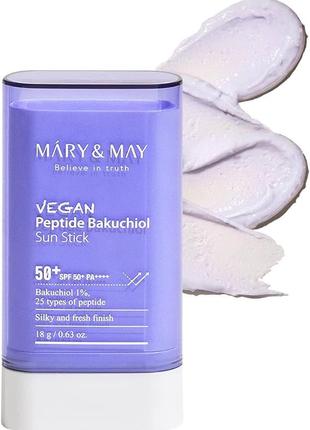 Солнцезащитный стик с бакучиолом и пептидами mary&may vegan peptide bakuchiol sun stick spf50