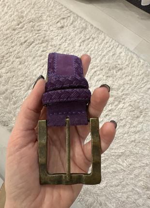 Ремень кожаный женский фиолетовый3 фото