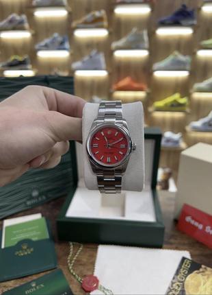 Годинник rolex oyster perpetual 39mm “red”2 фото