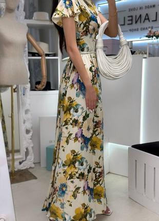 Накладной платеж ❤ шелк платье макси на пуговицах корсетного кроя в цветочный принт3 фото