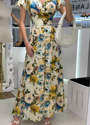Накладной платеж ❤ шелк платье макси на пуговицах корсетного кроя в цветочный принт4 фото