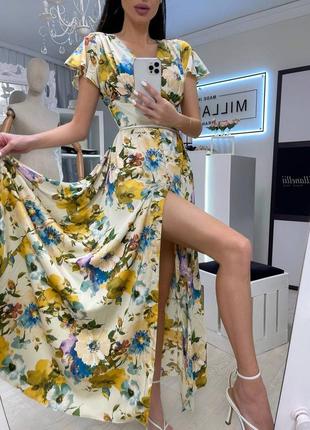 Накладной платеж ❤ шелк платье макси на пуговицах корсетного кроя в цветочный принт2 фото