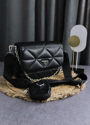 Сумка prada re-nylon padded shoulder black1 фото