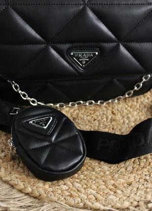 Сумка prada re-nylon padded shoulder black7 фото