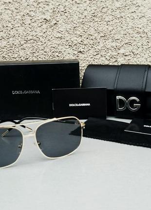 Dolce & gabbana очки мужские солнцезащитные черные в золотой металлической оправе2 фото