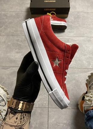 Кеды женские converse one star, красные (конверс, конверсы, кроссовки)1 фото