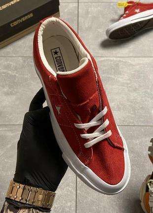 Кеды женские converse one star, красные (конверс, конверсы, кроссовки)3 фото