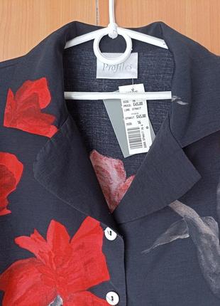 Удлиненная вискозная рубашка, блуза с цветами2 фото