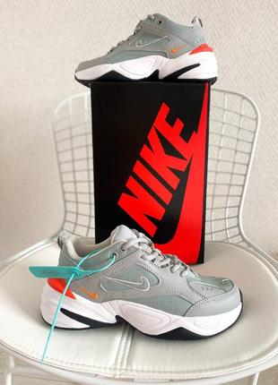 Жіночі кросівки nike m2k tekno grey orange сірого з оранжевим кольорів