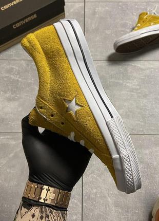 Кеды женские converse one star, желтые (конверс, конверсы, кроссовки, женская обувь)2 фото