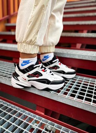 Жіночі кросівки nike m2k tekno white black red білого з чорним та червоним кольорів