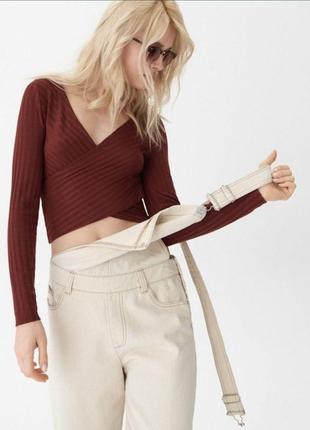 Стильная кофта реглан в рубчик на запах с переплетом vero moda 40/l2 фото