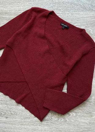 Стильная кофта реглан в рубчик на запах с переплетом vero moda 40/l7 фото