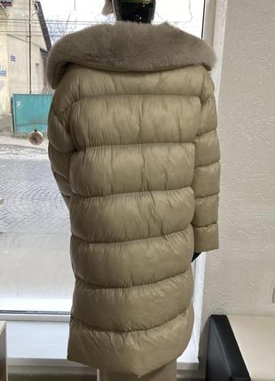 Куртка пальто с натуральным мехом длинная2 фото
