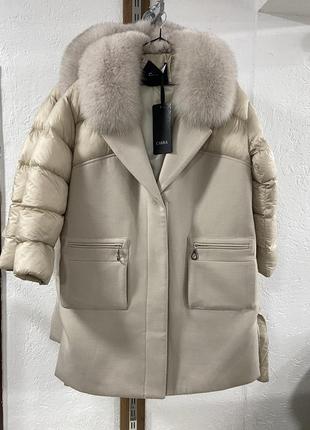 Куртка пальто с натуральным мехом длинная4 фото