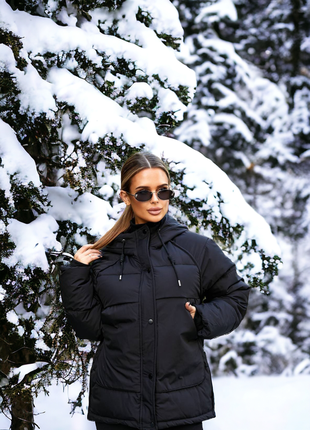 Жіноча стильна зимова куртка оверсайз до - 20 морозу холофайбер