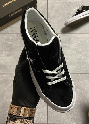 Кеды женские converse one star, черные (конверс, конверсы, кроссовки, женская обувь)3 фото