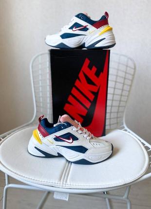 Женские кроссовки nike m2k tekno white blue белого с синим цветами
