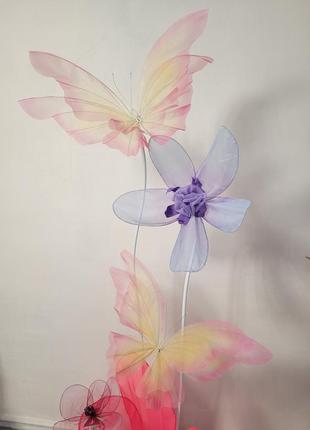 Декор фотозона квіти з органзи метелики з органзи великі квіти3 фото