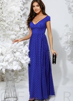 Вечернее платье синего цвета1 фото