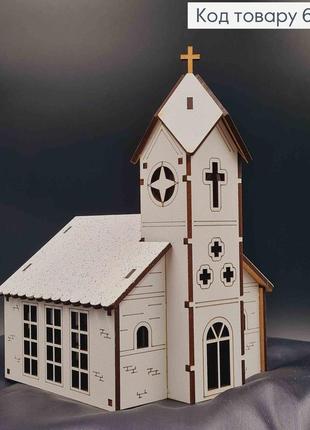 Підсвічник, дерев'яна біла церква, з хрестиками, 19,5*13*13,5см, україна