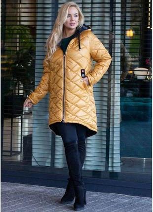 Красивая женская куртка теплая, зимняя, батал, удлиненная3 фото
