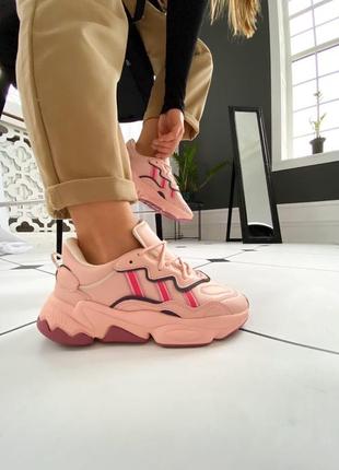 Жіночі кросівки adidas ozweego pink рожевого кольору2 фото