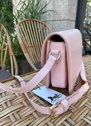 Жіноча сумка в стилі celine teen triomphe bag in shiny calfskin pink селен пудра2 фото