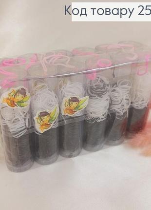 Резинка силиконовая тропиканка черная/белая 12 уп, аксессуар для волос