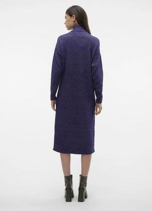 Довга трикотажна, вʼязана сукня-міді в синьому кольорі від данського бренду vero moda4 фото