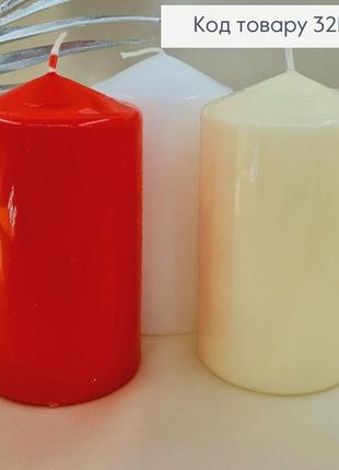 Циліндрична свічка 50 годин горіння, парафінові свічки 12 см біла/молочна/червона bispol для декору1 фото