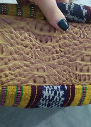 ❤️‍🔥❤️‍🔥🐊🐊бомбезна текстильна в етно стилі яскрава з крокодила сумка7 фото