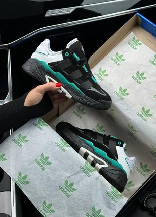 Женские кроссовки adidas originals niteball new black green8 фото