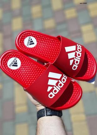 Сланцы женские, мужские adidas, красные (адидас, шлепки, вьетнамки, тапочки, шлепанцы)2 фото