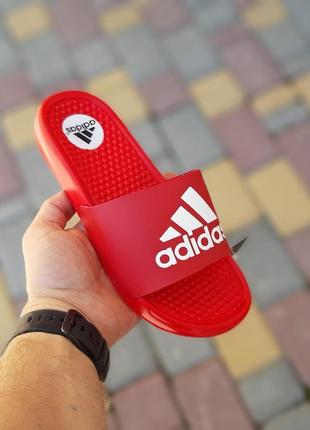 Сланцы женские, мужские adidas, красные (адидас, шлепки, вьетнамки, тапочки, шлепанцы)