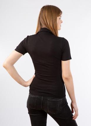 Женская черная футболка-поло2 фото