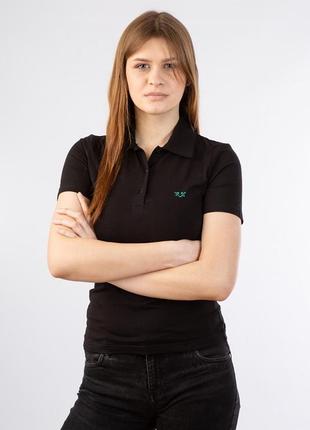 Женская черная футболка-поло1 фото