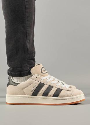 Мужские кроссовки adidas originals campus beige black gum