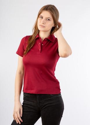 Женская бордовая футболка-поло1 фото