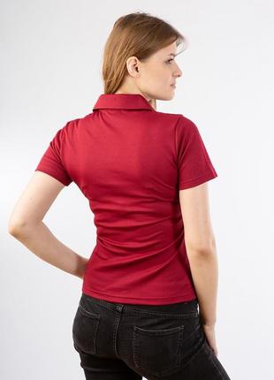 Женская бордовая футболка-поло2 фото