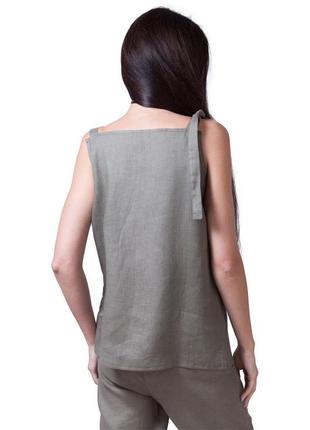 Блуза женская оливковая из льна2 фото
