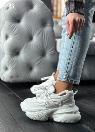 Стильные женские белые кроссовки, высокая подошва, платформа, 35-36-37-38-39-406 фото
