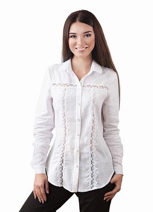 Блуза рубашка женская белая из льна