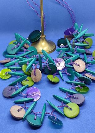 Кольє буси намисто east в дві нитки - бісер намистини чи то дерево чи то полімер чи то пластик - 262