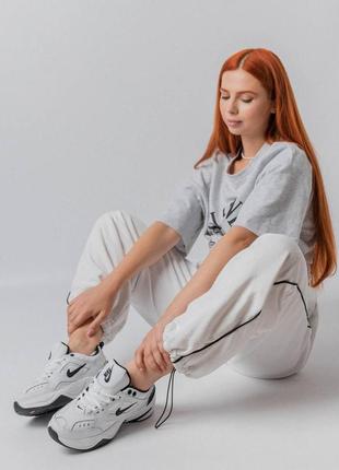 Женские кроссовки nike m2k tekno premium white black6 фото