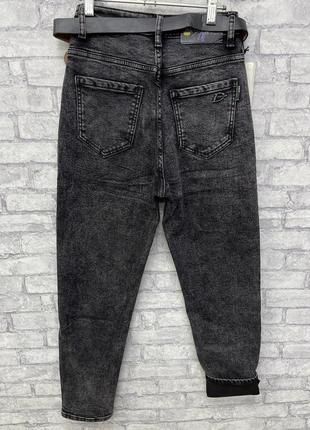 Женские теплые джинсы с высокой посадкой на байке2 фото
