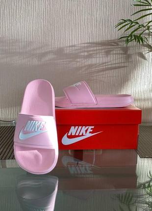 Nike рожево-білі (шльопанці)8 фото