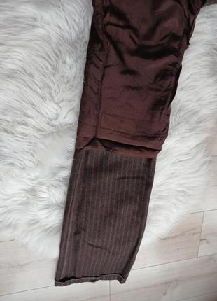 Шерстяные шерстяные брюки брюки палаццо в полоску коричневые6 фото