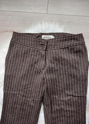 Шерстяные шерстяные брюки брюки палаццо в полоску коричневые2 фото