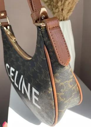 Сумка женская коричневая в стиле celine ava bag in triomphe canvas and calfskin tan селин багет люкс8 фото